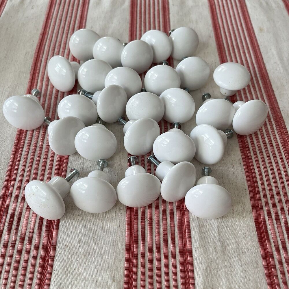 White Porcelain Ceramic Door Knobs 28 Units